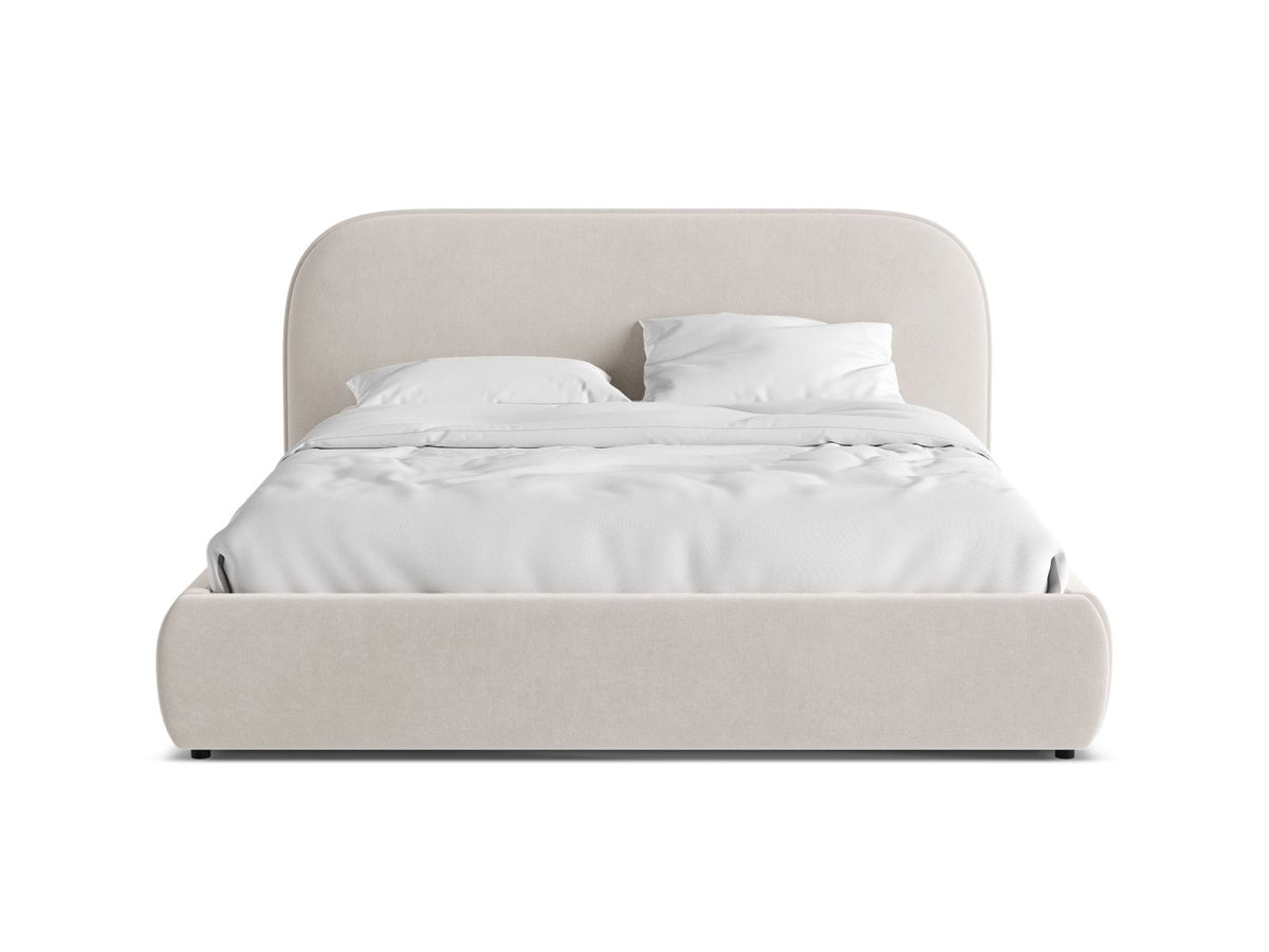 Letto con Contenitore e Testata in Velluto, "Murada", 226x233x100 - Beige