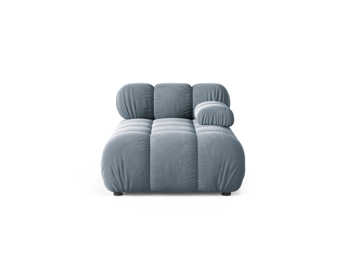 Chaise Longue Destra in Velluto, "Bellis", 1 Posto, 155x94x70 - Blu Chiaro
