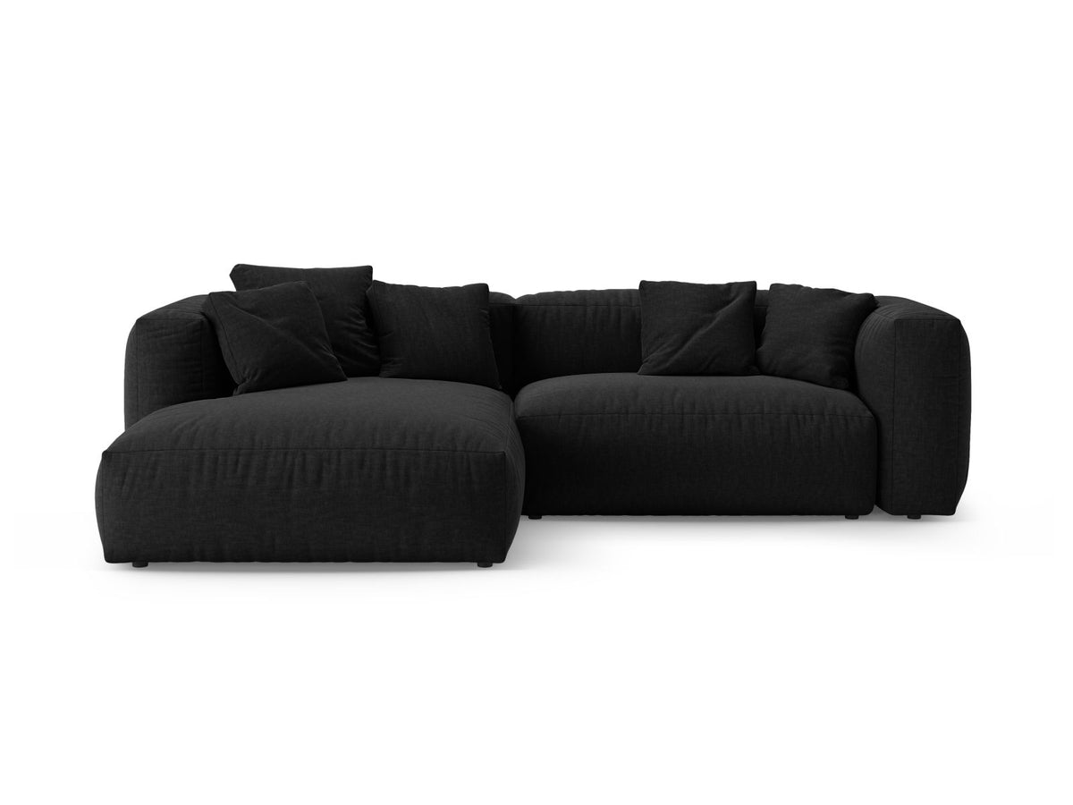 Divano Angolare Sinistro con Funzione Letto, "Martina", 4 Posti, 280x170x75 - Nero