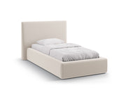 Letto con Contenitore e Testata in Velluto, "Amy", 220x130x95 - Avorio