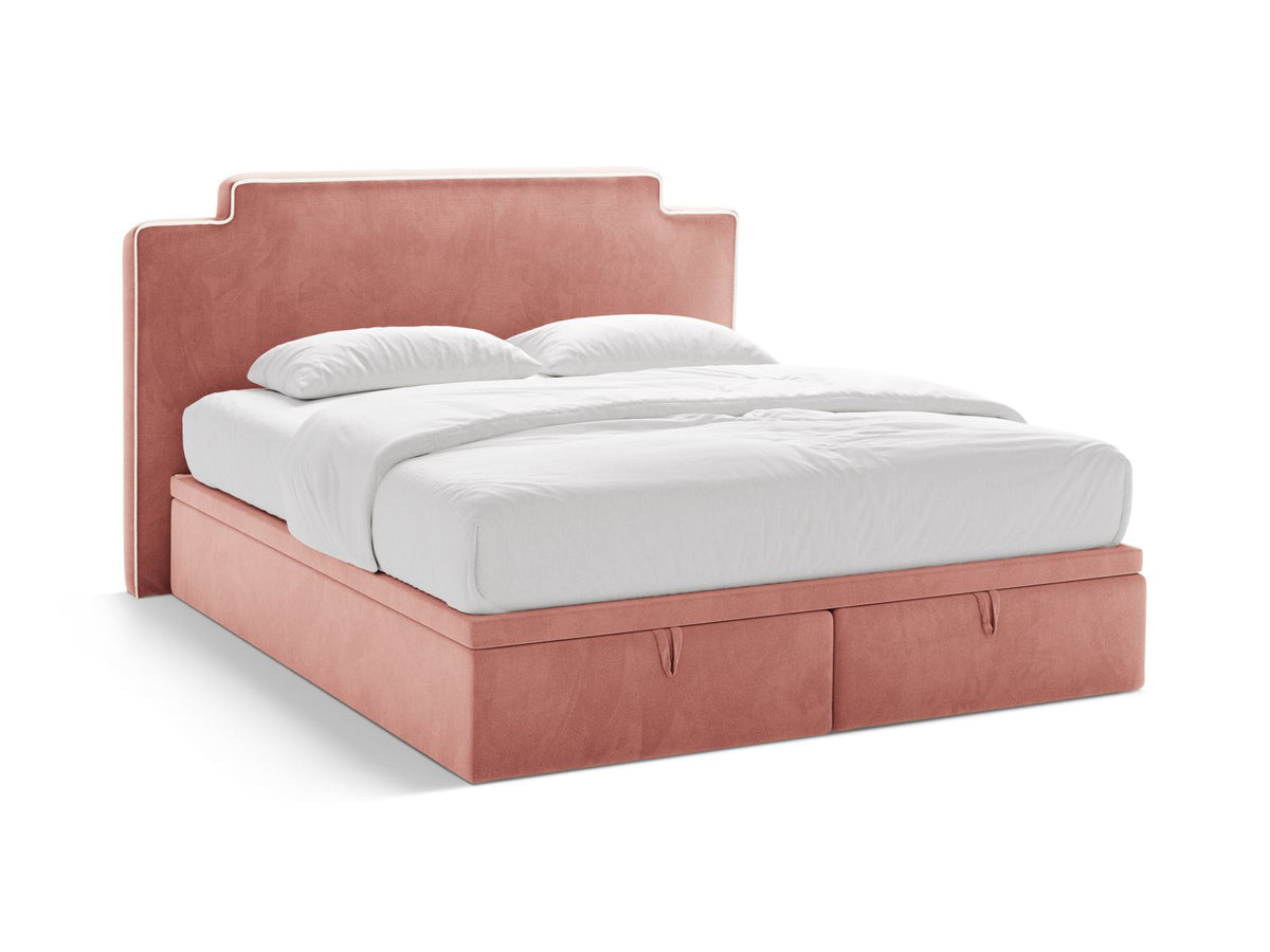 Letto Boxspring con Testata, Materasso e Topper Princess - Avorio, Rosa 200x200