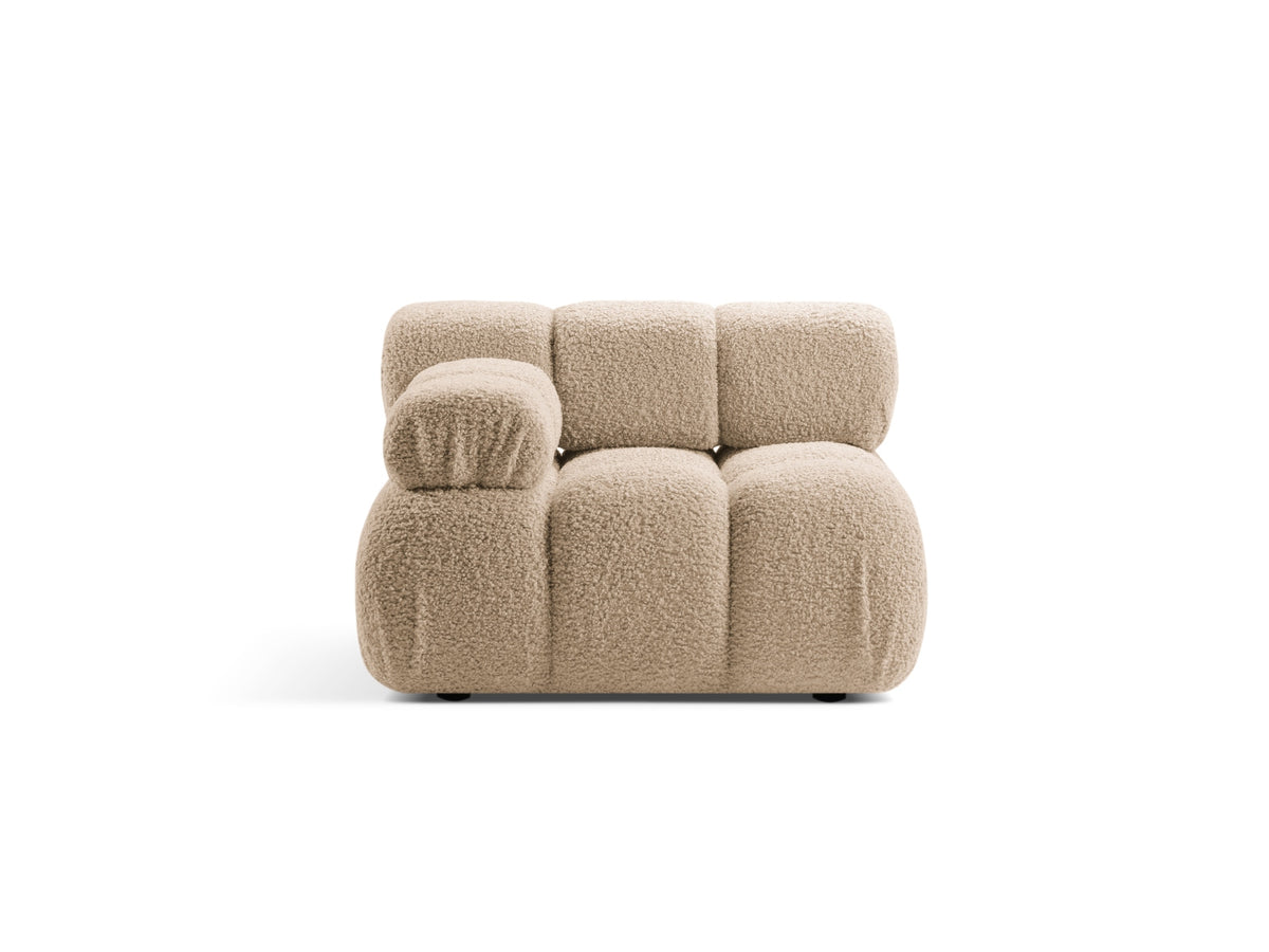 Modulo Sinistro in Bouclé, "Bellis", 1 Posto, 94x94x70 - Sabbia