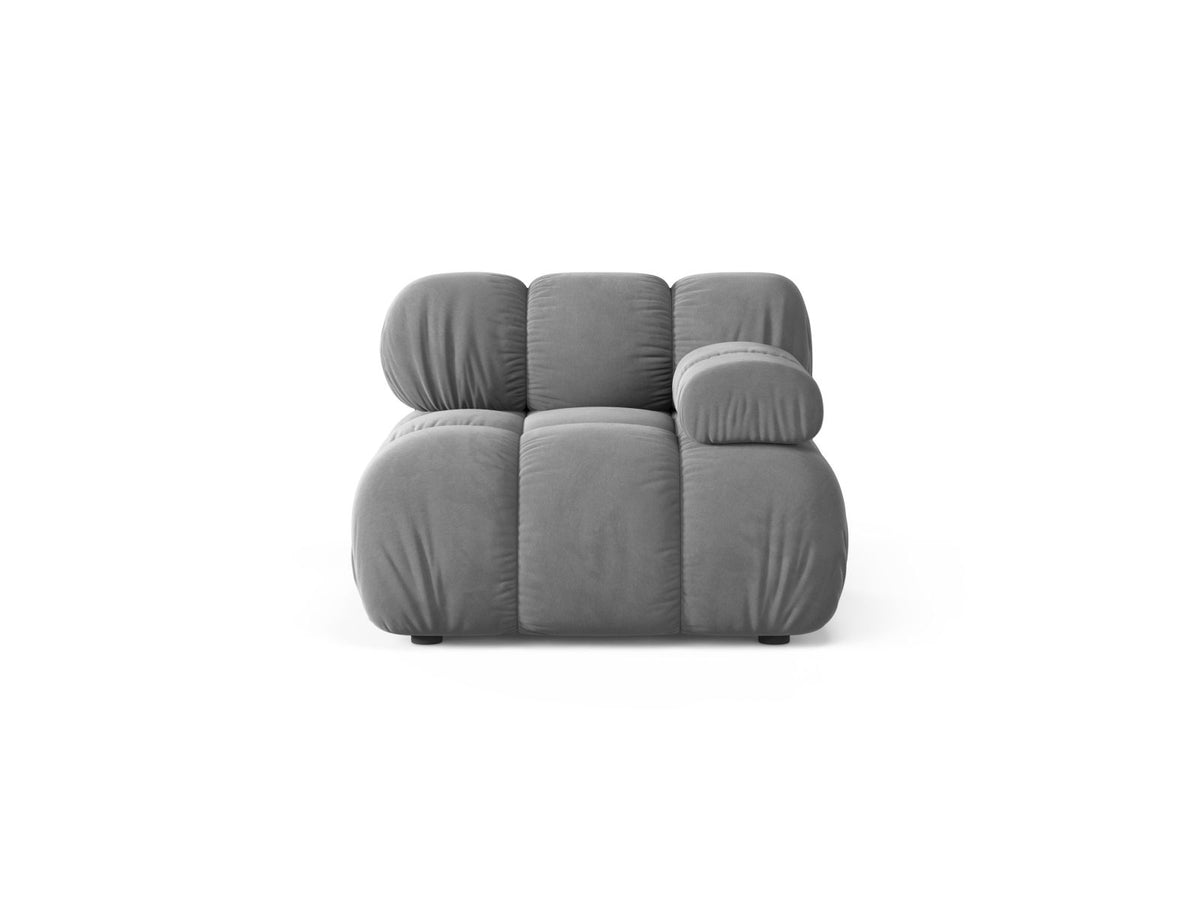 Modulo Destro in Velluto, "Bellis", 1 Posto, 94x94x70 - Grigio Chiaro