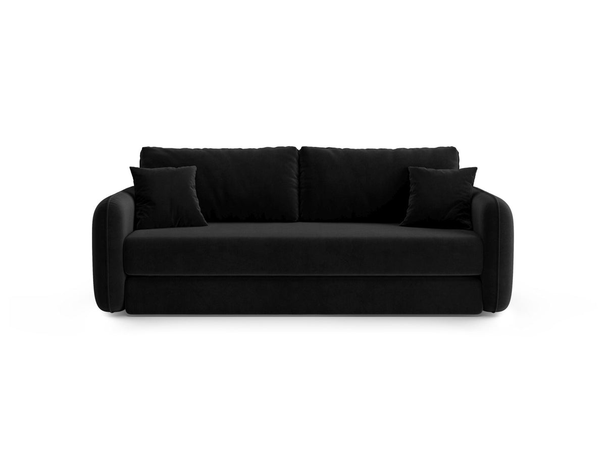 Divano con Funzione Letto in Velluto, "Dormi", 3 Posti, 225x94x87 - Nero