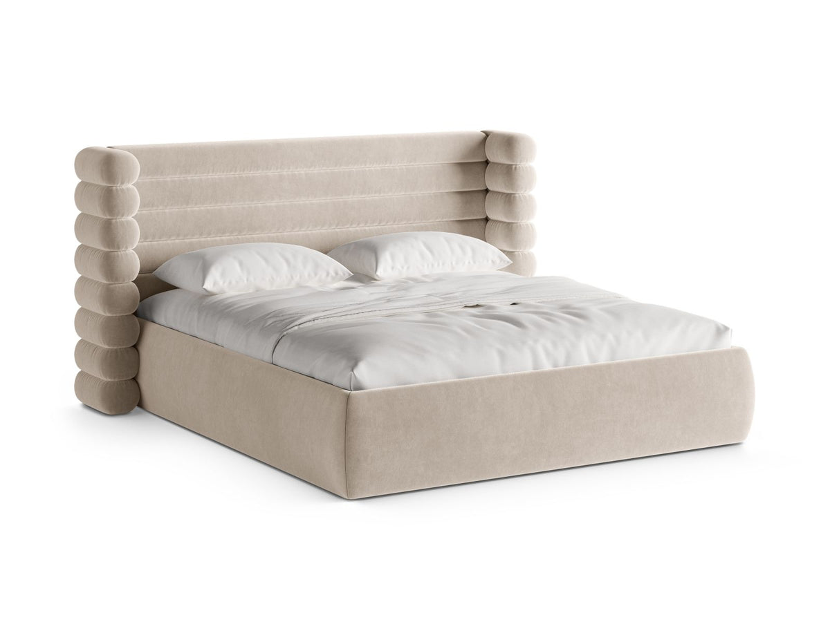 Letto con Contenitore e Testata, "Mount", 228x256x120 - Beige