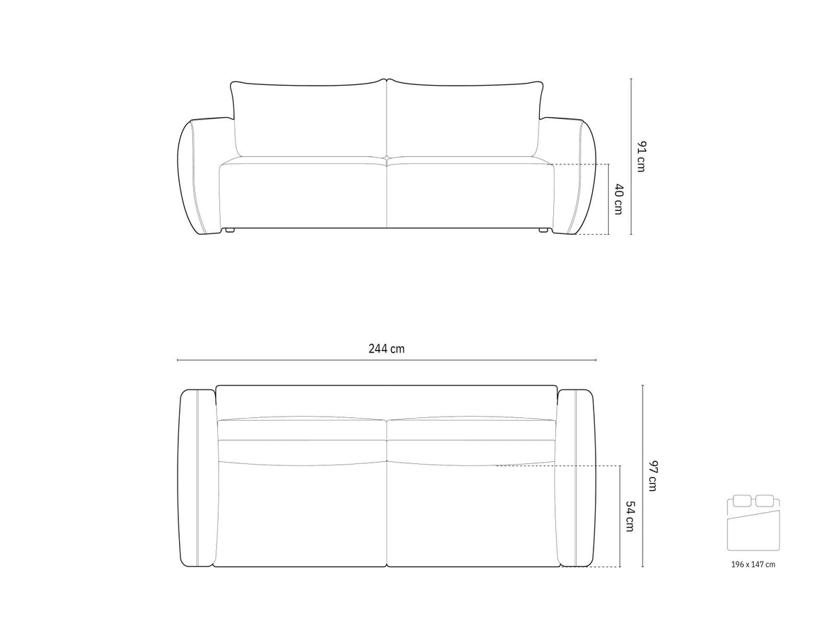 Divano Letto con Contenitore Kaelle, 3 Posti, 103x244x91