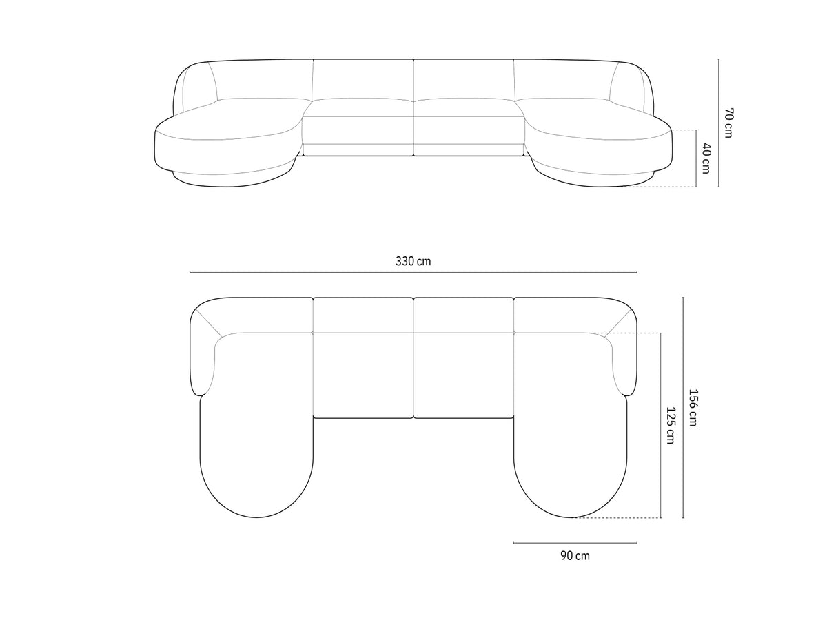Divano panoramico, "Miley", 5 Posti, 330x156x70