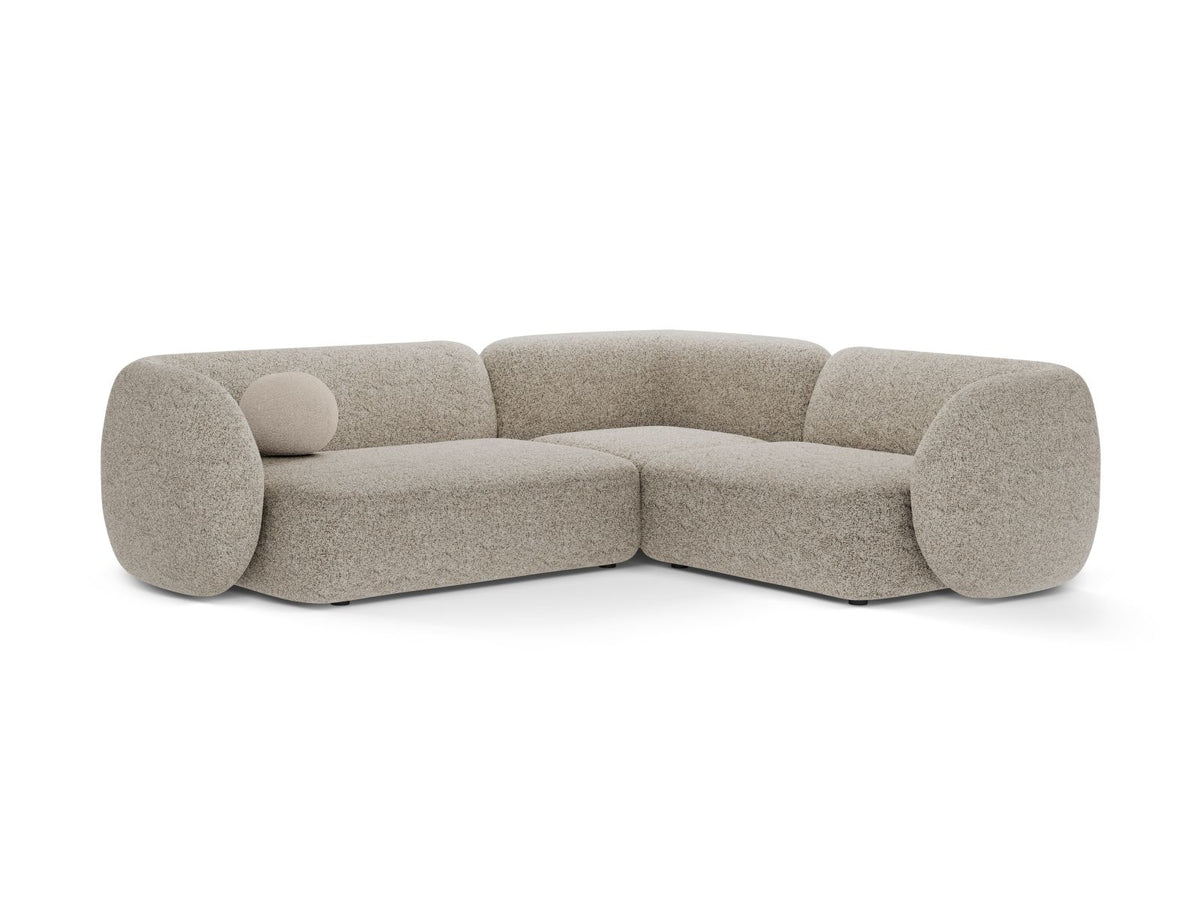 Divano Angolare Modulare Destro, "Kate", 4 Posti, 252x220x76 - Beige Melange