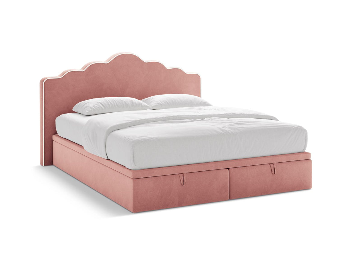 Letto Boxspring con Testata, Materasso e Topper Dream - Avorio, Rosa 180x200