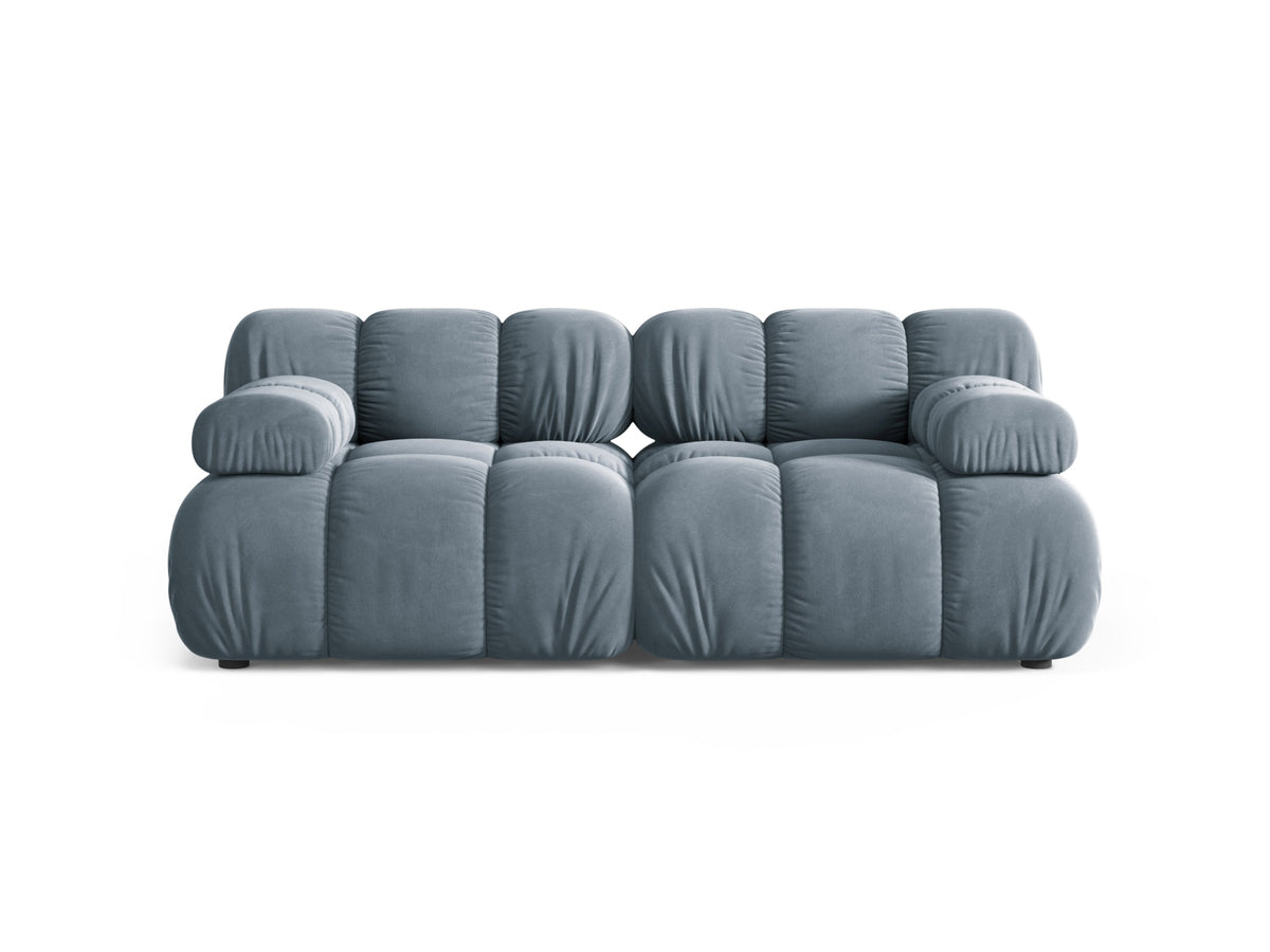 Divano Modulare in Velluto, "Bellis", 2 Posti, 188x94x70 - Blu Chiaro