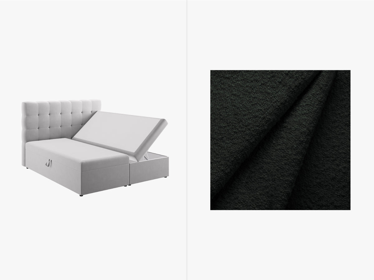 Letto Boxspring con Testata, Materasso e Topper Mamaia - Nero 180x200