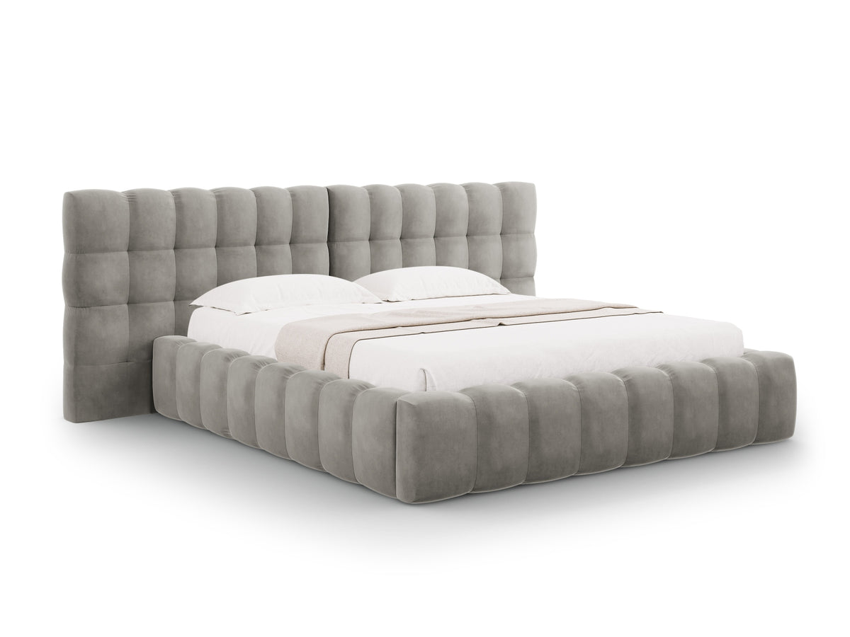 Letto Contenitore con Testata Doppia Mamaia - Grigio Chiaro 160x200