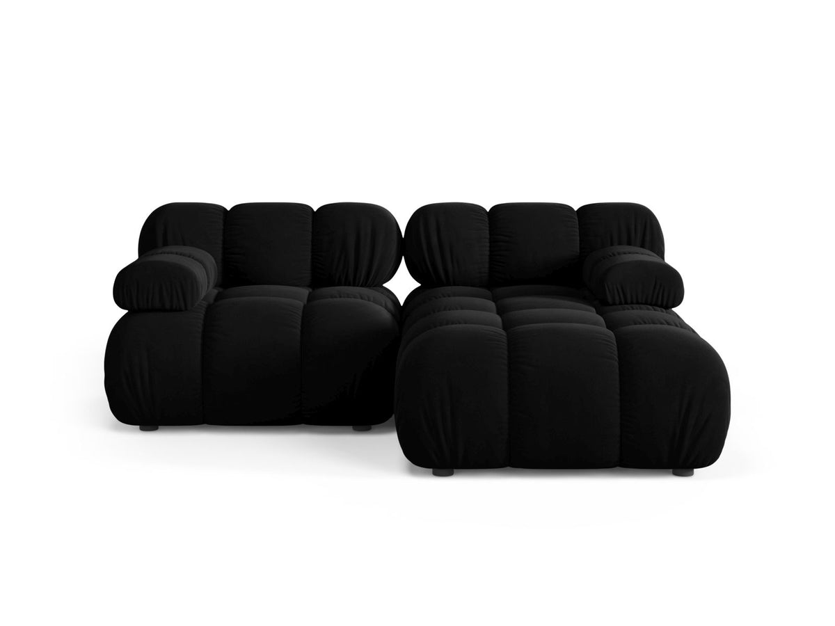 Divano Angolare Modulare Destro in Velluto, "Bellis", 3 Posti, 188x155x70 - Nero