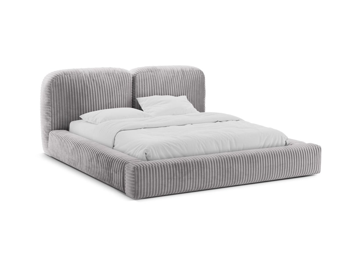 Letto con Contenitore e Testata, "Martina", 246x226x101 - Grigio Chiaro