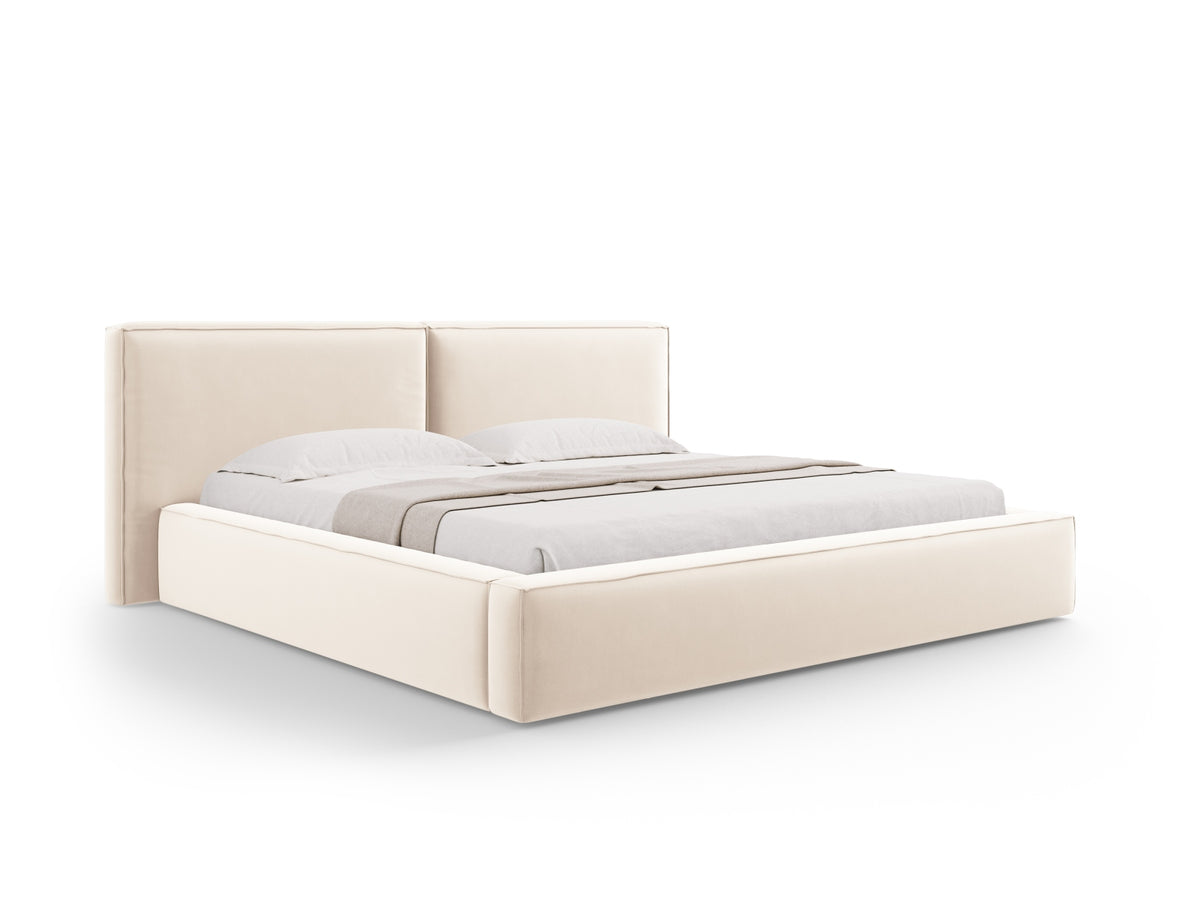 Letto Contenitore con Testata Doppia Jodie - Beige Chiaro 200x200