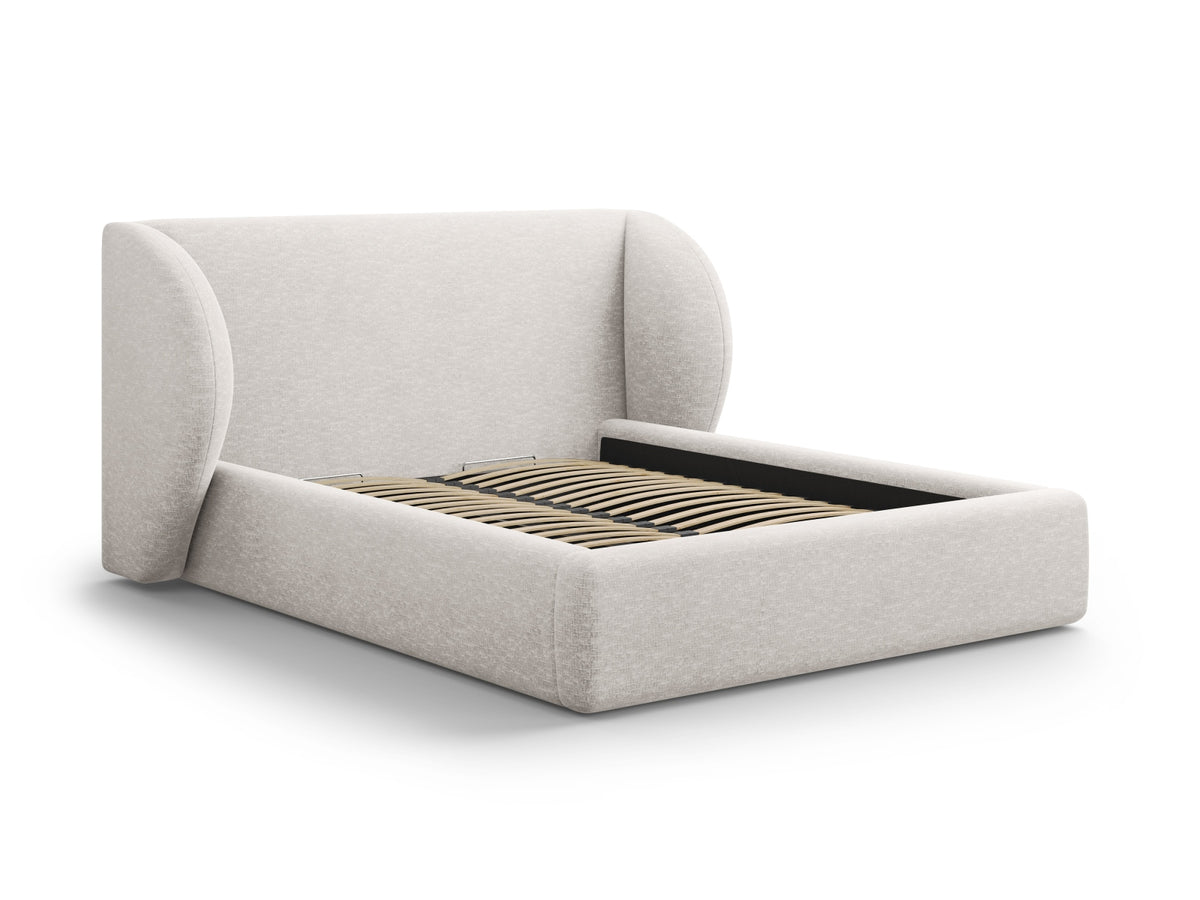Letto Contenitore con Testata Miley - Grigio Chiaro 160x200