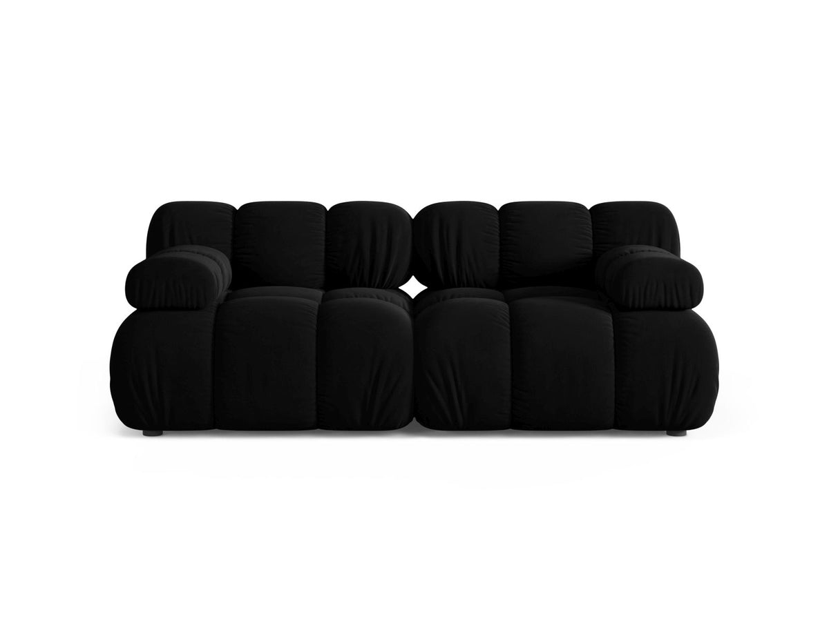 Divano Modulare in Velluto, "Bellis", 2 Posti, 188x94x70 - Nero