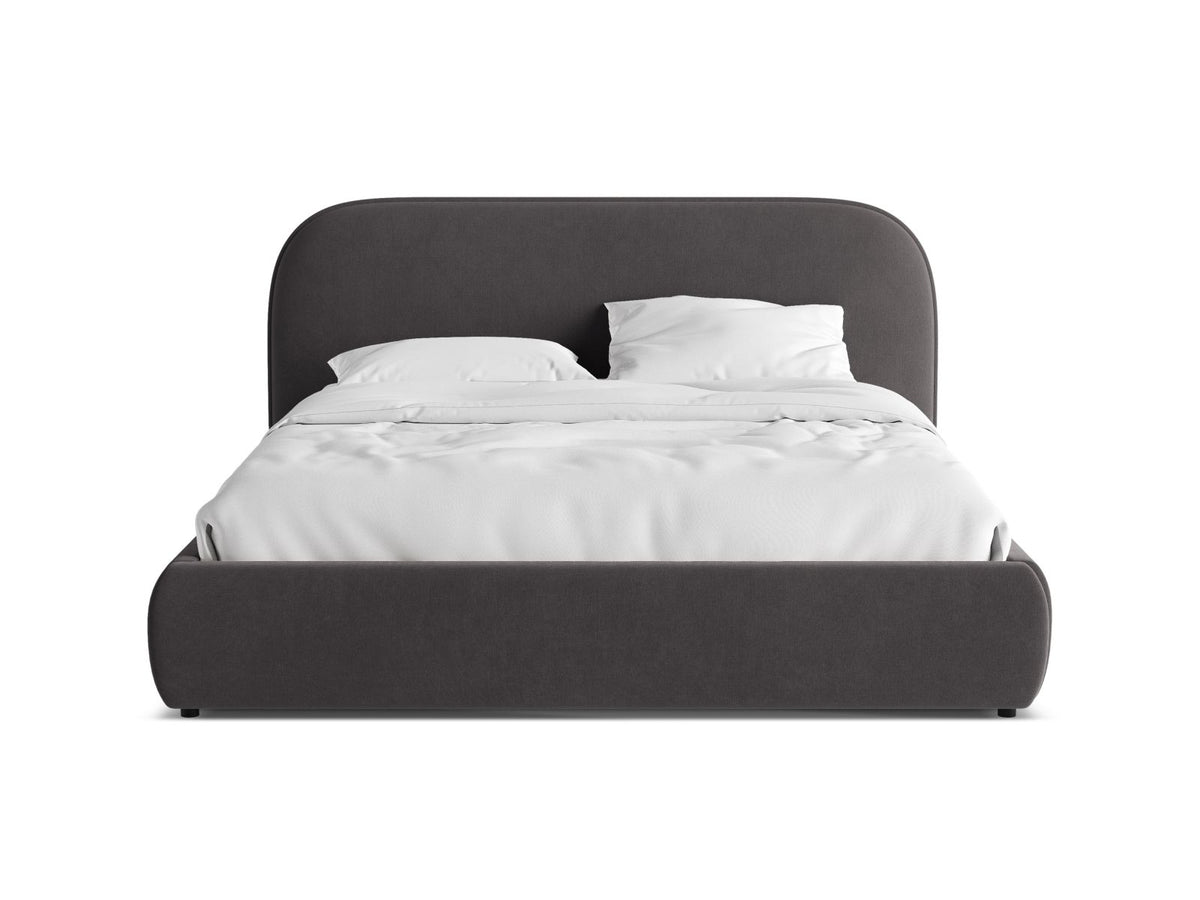 Letto con Contenitore e Testata in Velluto, "Murada", 226x233x100 - Grigio Scuro