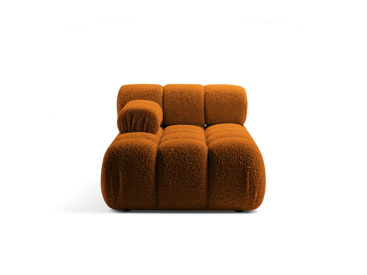 Chaise Longue Sinistra in Bouclé, "Bellis", 1 Posto, 155x94x70 - Mattone