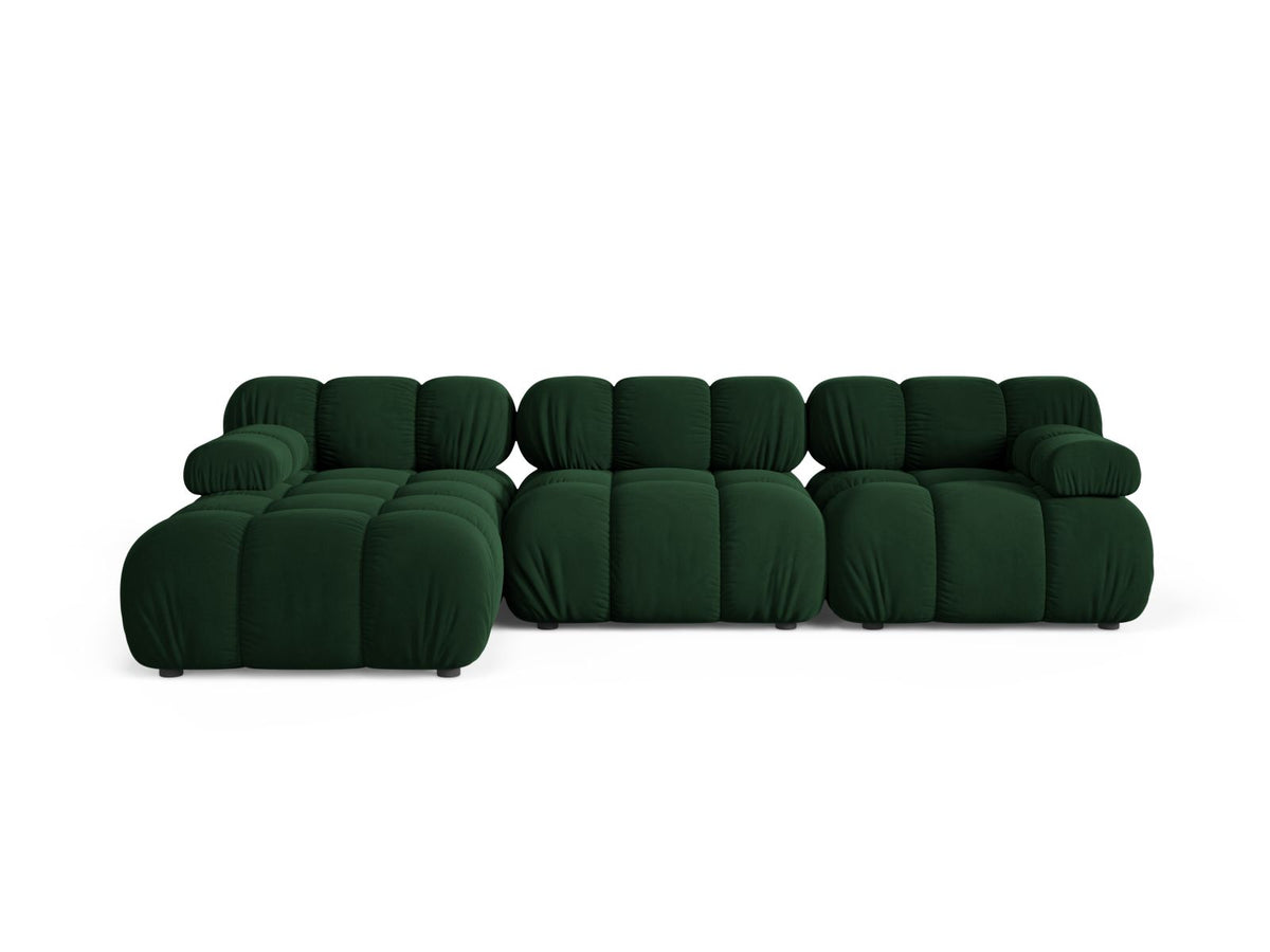 Divano Angolare Modulare Sinistro in Velluto, "Bellis", 4 Posti, 282x155x70 - Verde Bottiglia