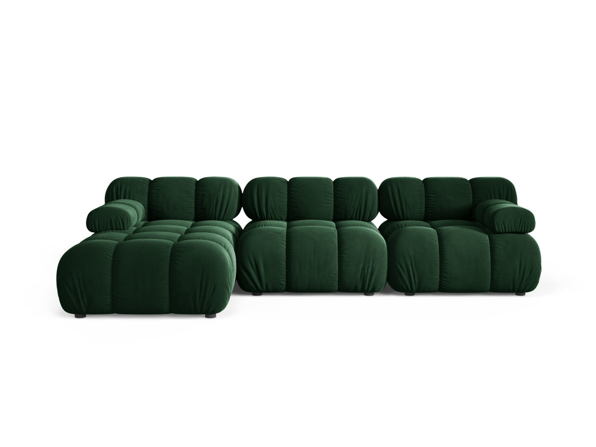 Divano Angolare Modulare Sinistro in Velluto, "Bellis", 4 Posti, 282x155x70 - Verde Bottiglia