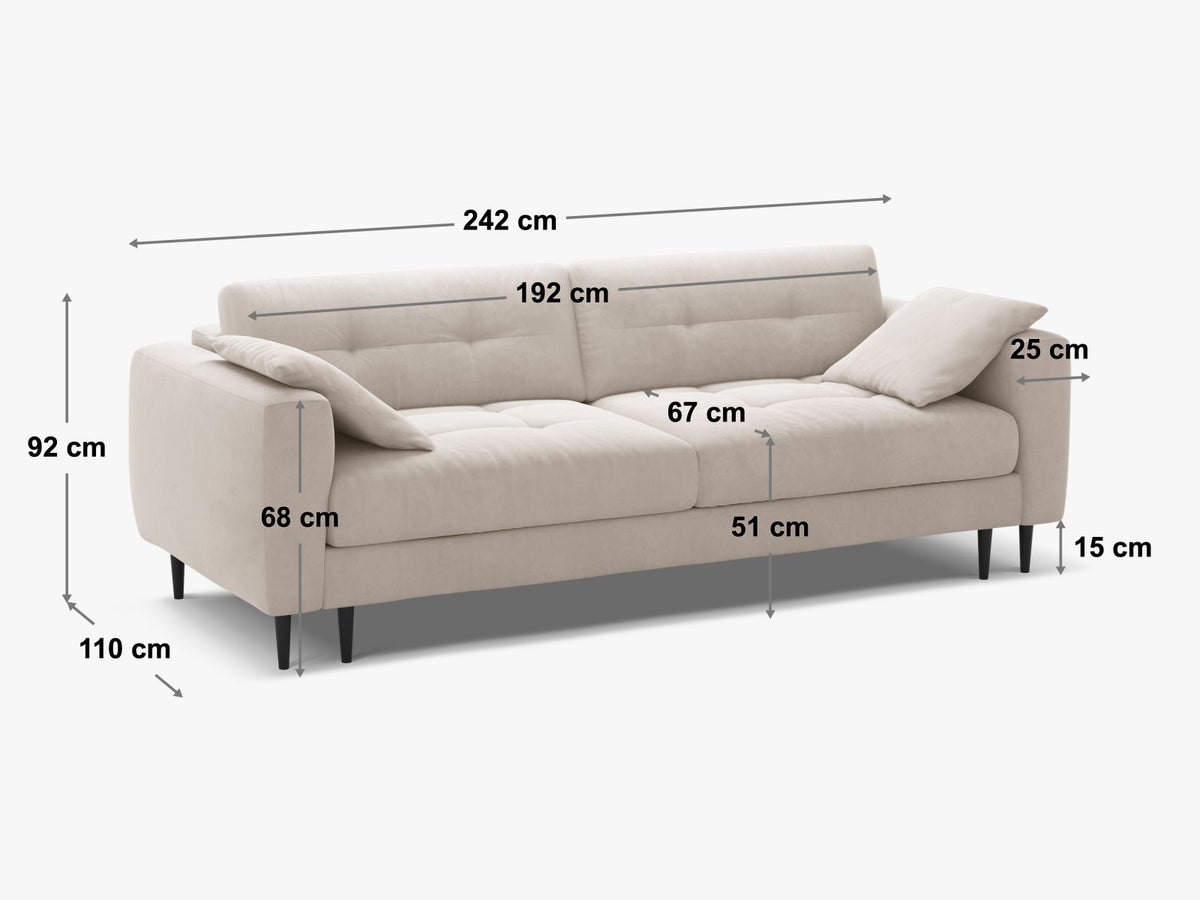 Divano Letto con Contenitore Bemy, 3 Posti, 110x242x92