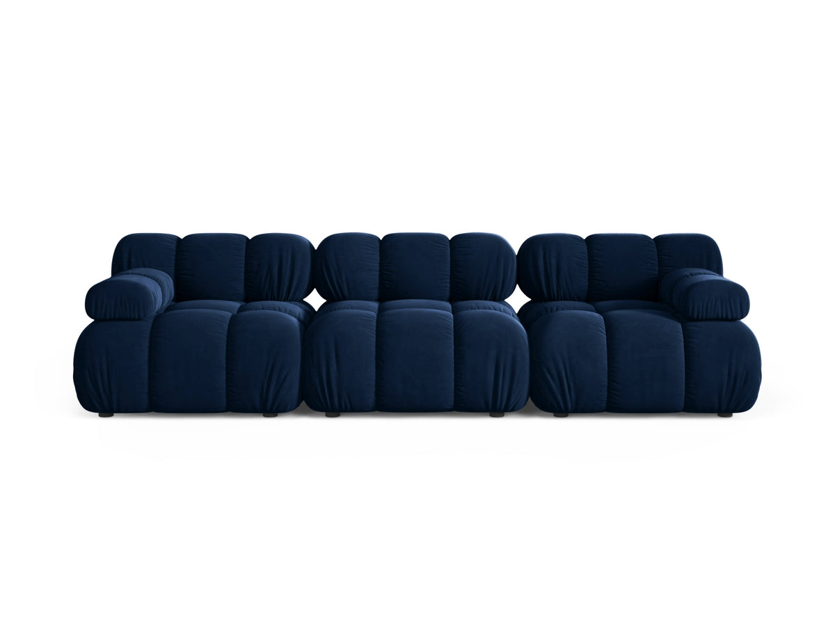 Divano Modulare in Velluto, "Bellis", 3 Posti, 282x94x70 - Blu Royal