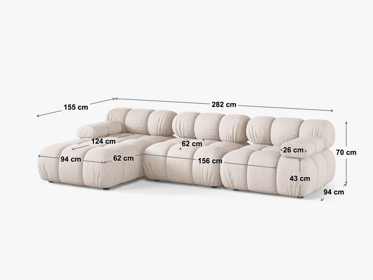 Divano Angolare Componibile Bellis, 4 Posti, 155x282x70