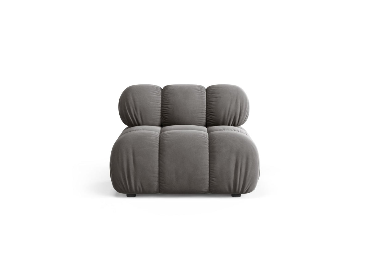 Modulo senza Braccioli in Velluto, "Bellis", 1 Posto, 94x94x70 - Grigio Chiaro