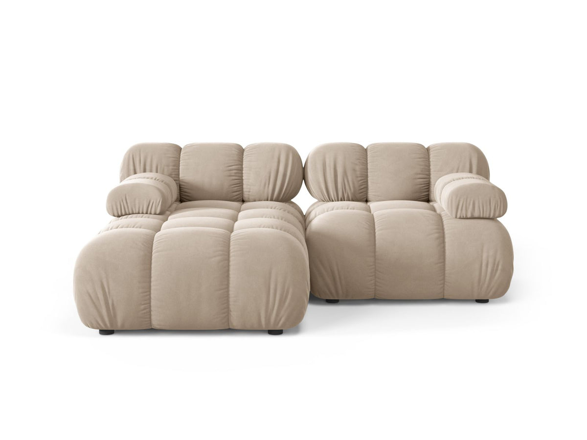 Divano Angolare Modulare Sinistro in Velluto, "Bellis", 3 Posti, 188x155x70 - Beige