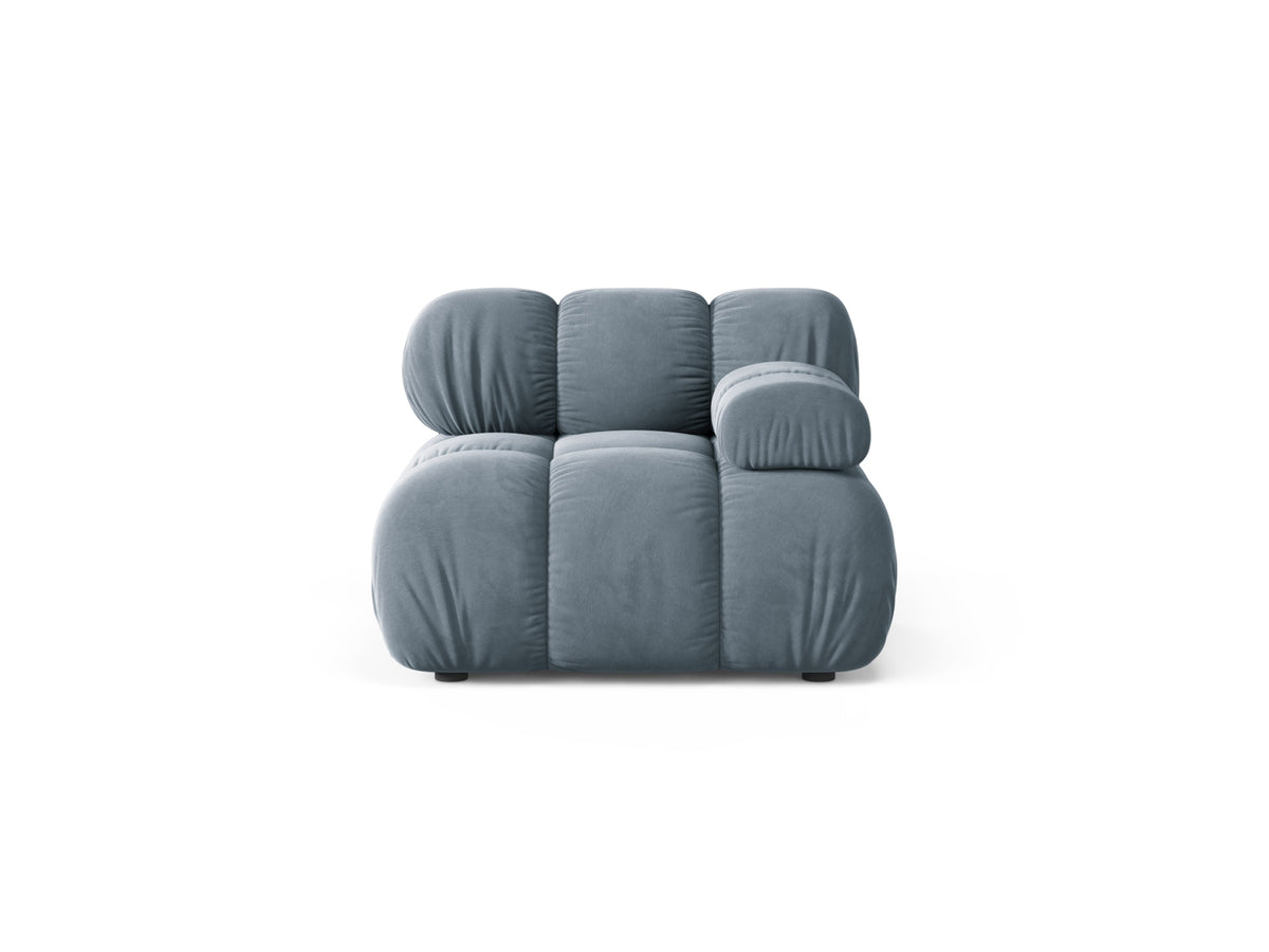 Modulo Destro in Velluto, "Bellis", 1 Posto, 94x94x70 - Blu Chiaro