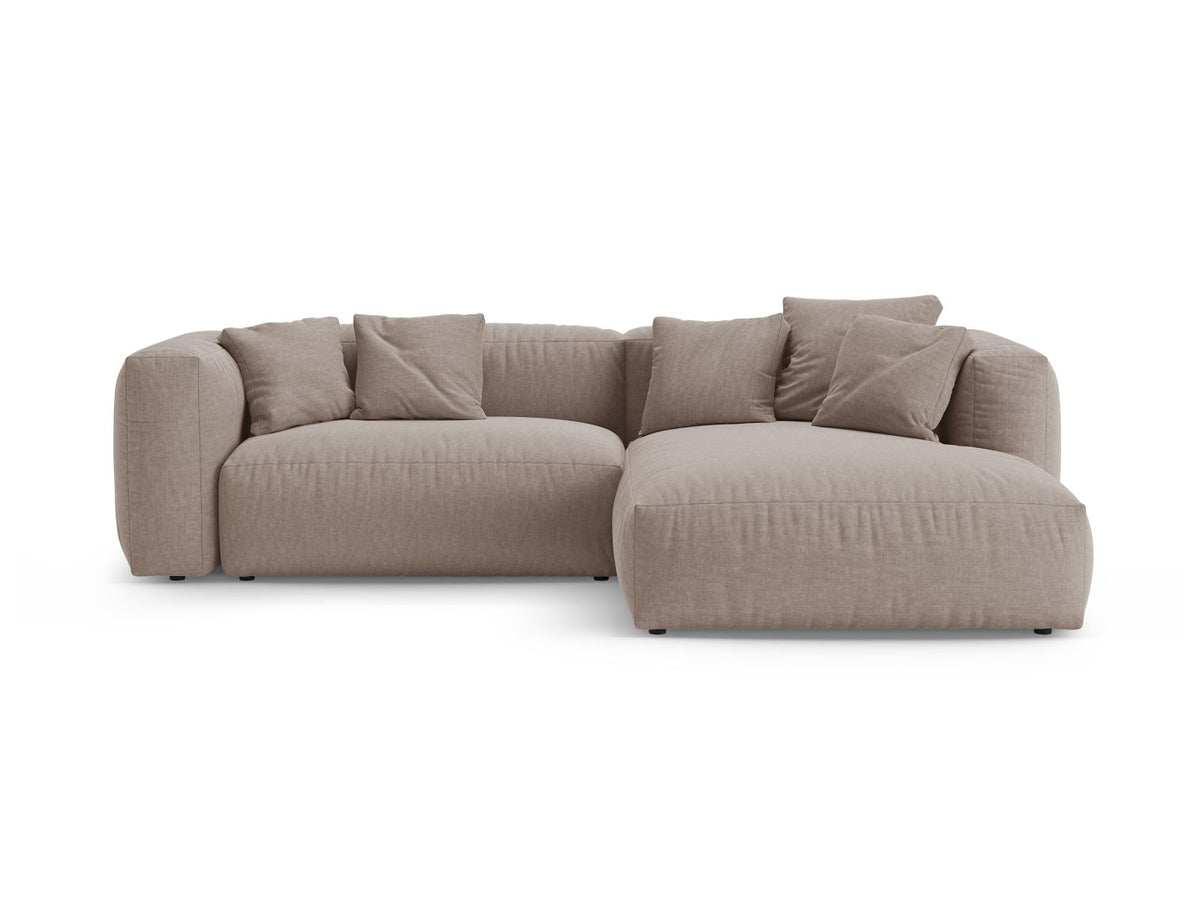 Divano Angolare Destro con Funzione Letto, "Martina", 4 Posti, 280x170x75 - Beige Scuro