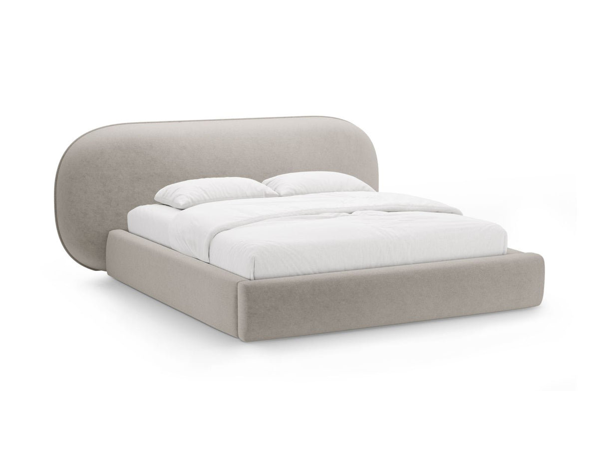 Letto con Contenitore e Testata, "Ovalo", 234x290x96 - Beige