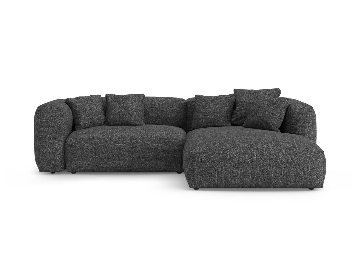 Divano Angolare Destro Letto con Contenitore in Bouclé, "Martina", 4 Posti, 280x170x75 - Antracite