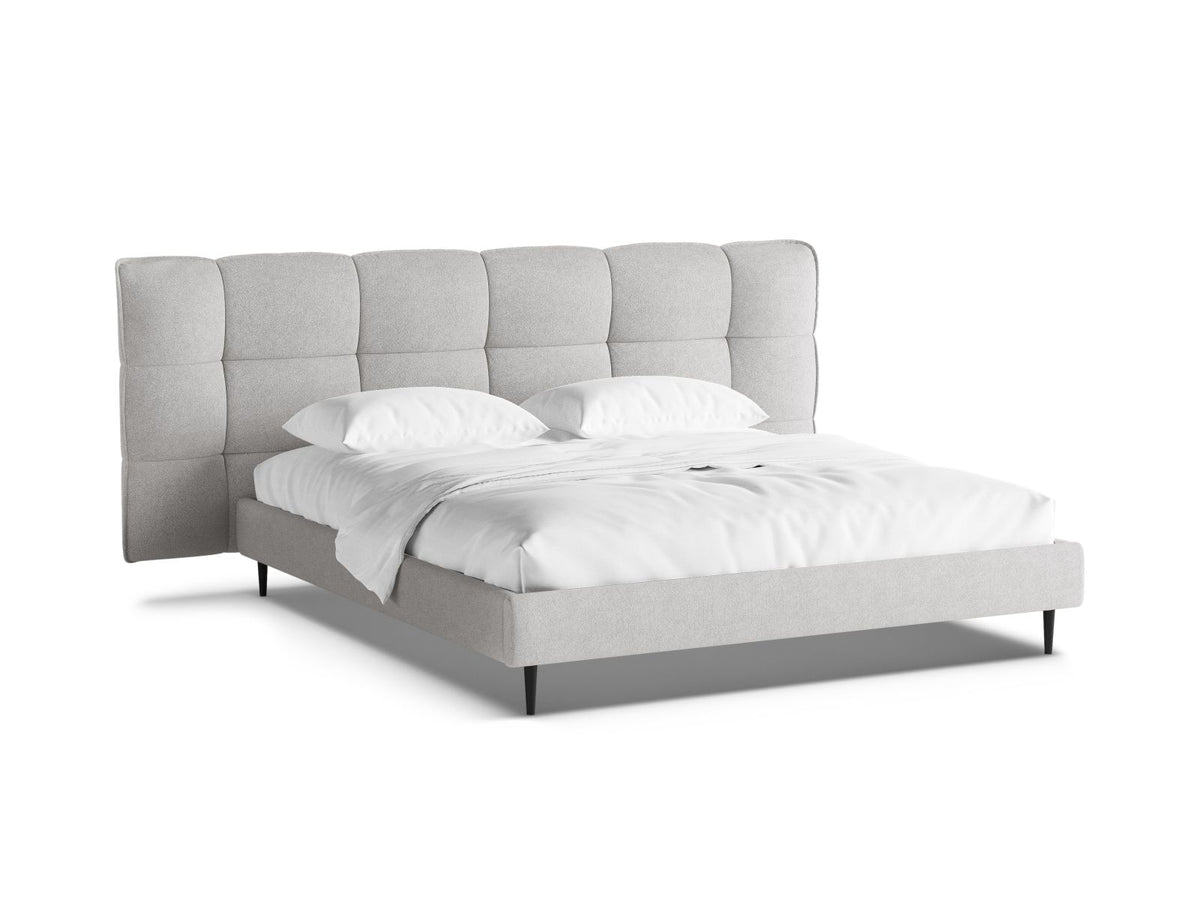 Letto Contenitore con Testata Eric Gambe metallo nero - Grigio Chiaro 160x200