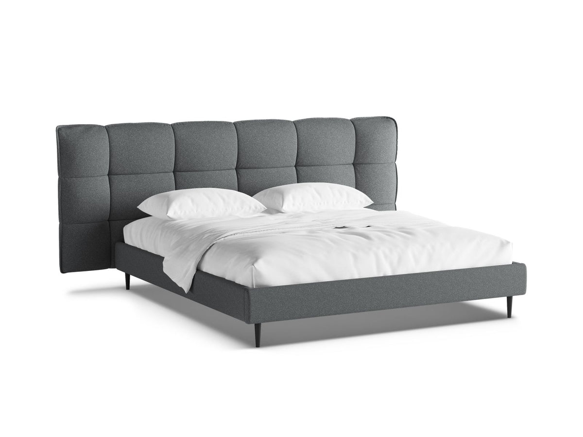 Letto con Contenitore e Testata, "Eric", 220x250x114 - Grigio Scuro Melange