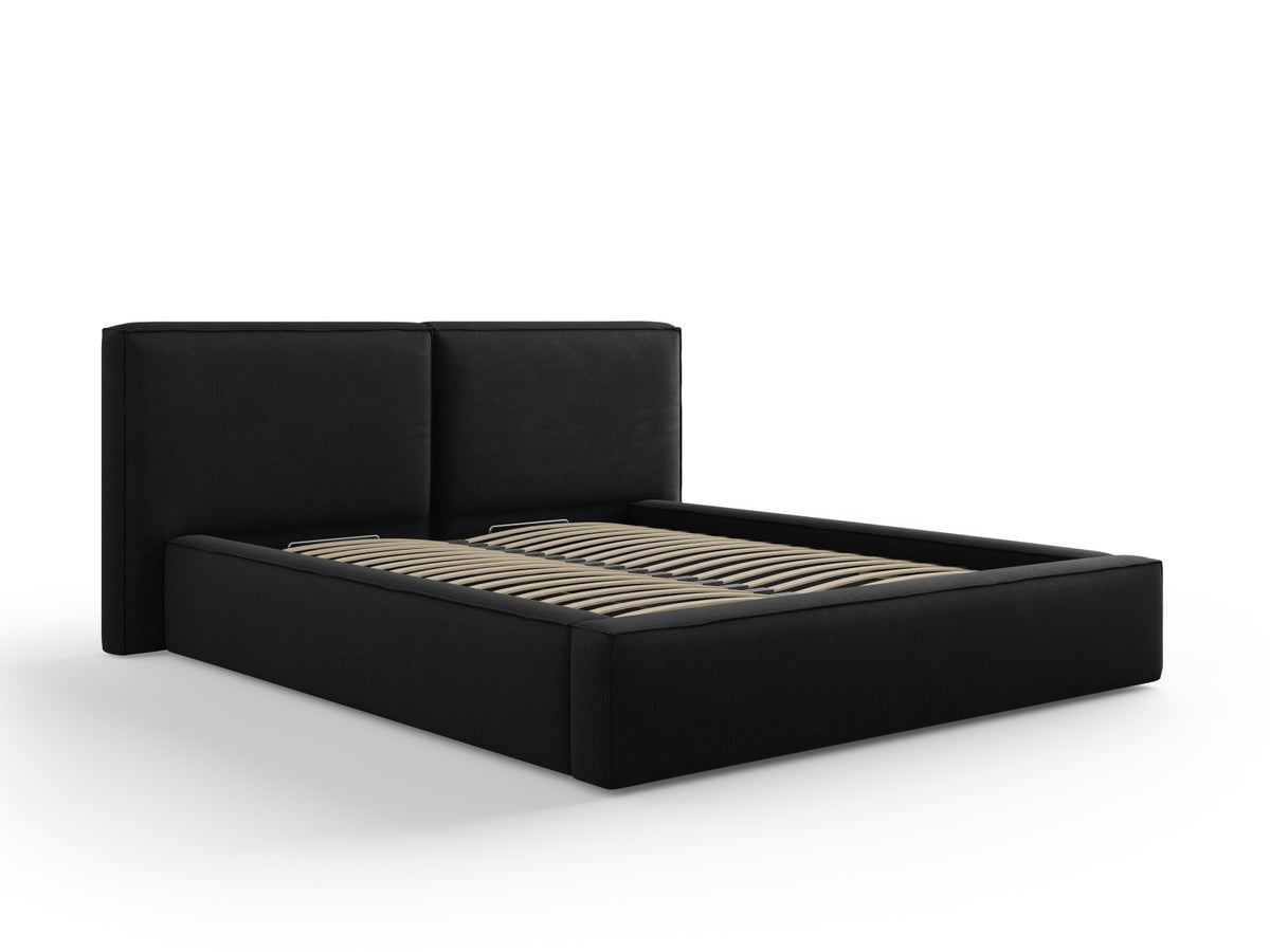 Letto Contenitore con Testata Doppia Jodie - Nero 160x200