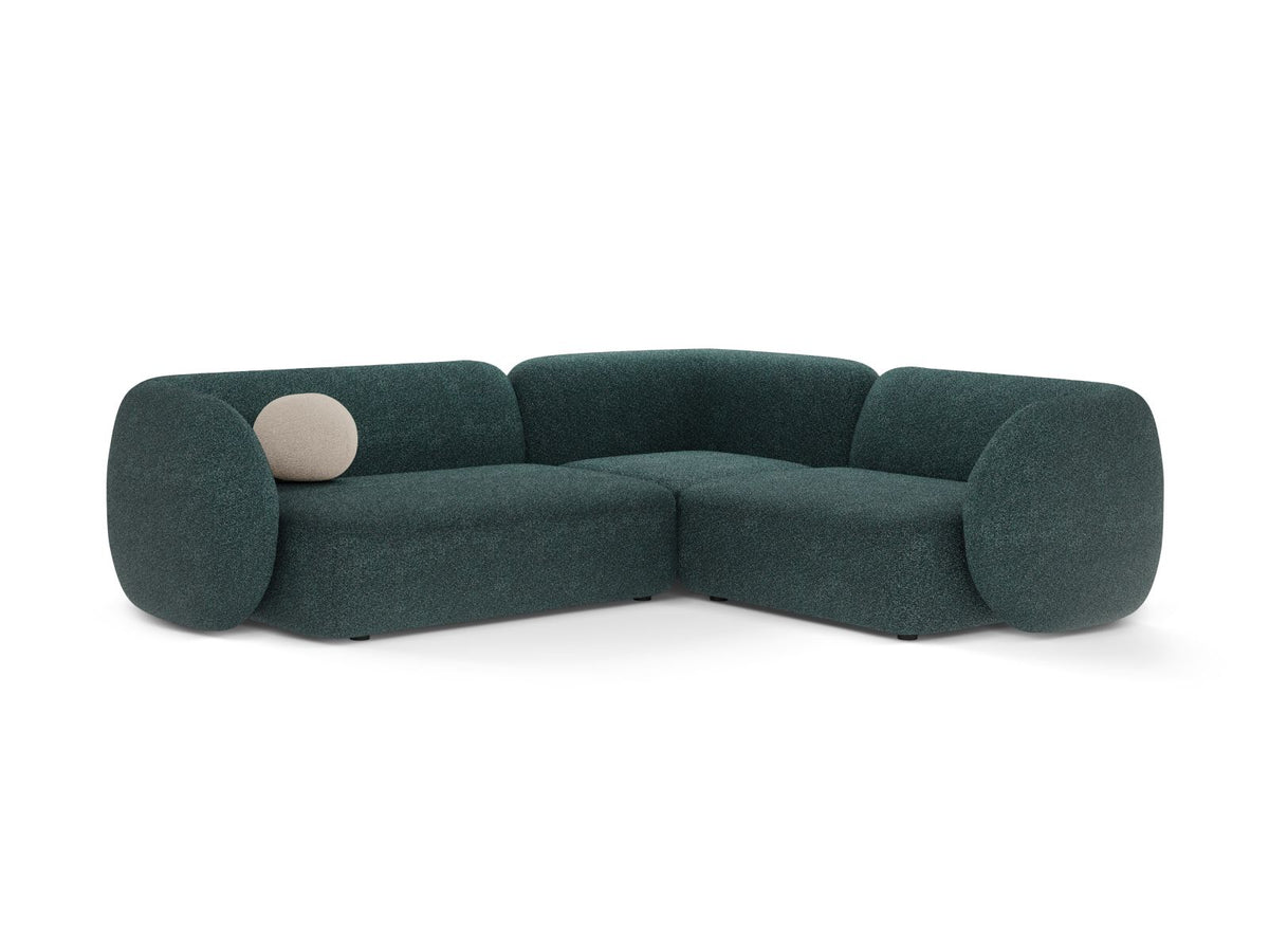 Divano Angolare Modulare Destro, "Kate", 4 Posti, 252x220x76 - Verde Blu Melange