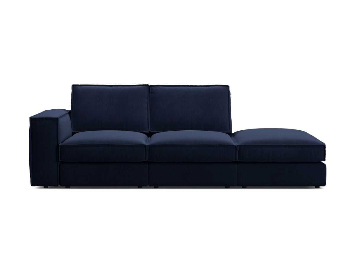 Divano Modulare Aperto Destro in Velluto, "Pola", 3 Posti, 259x103x88 - Blu Royal