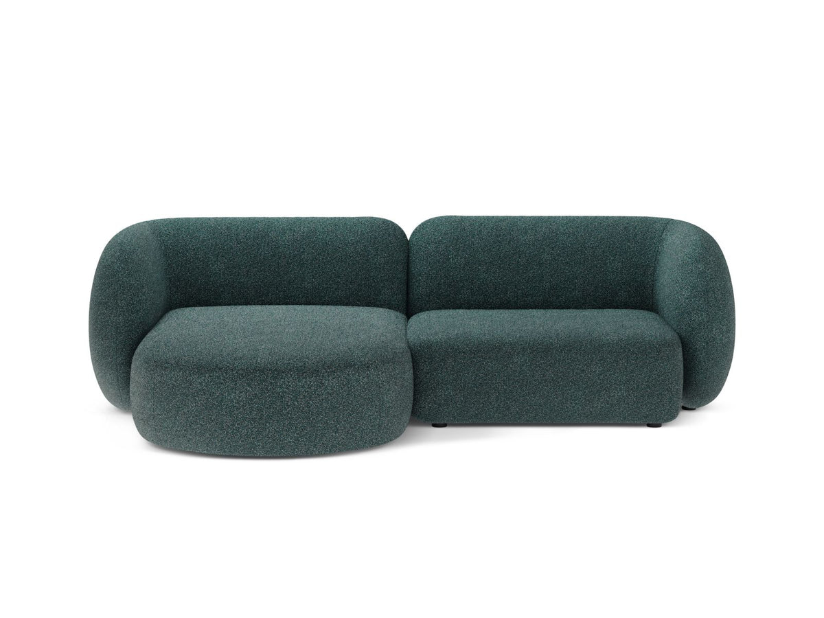 Divano Angolare Modulare Sinistro, "Kate", 2 Posti, 255x176x76 - Verde Blu Melange