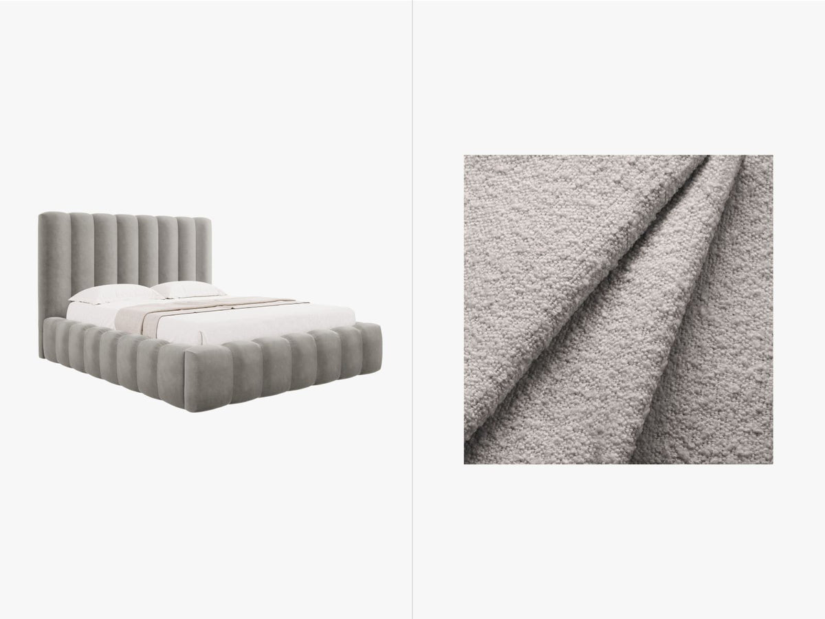 Letto Contenitore con Testata Kelp - Grigio Chiaro 160x200