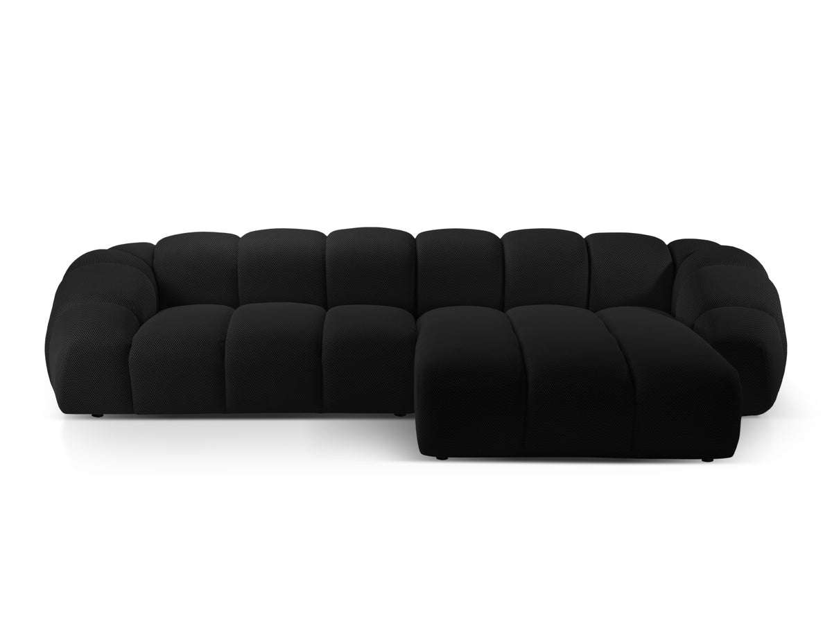 Divano Angolare Destro, "Diana", 4 Posti, 334x182x72 - Nero