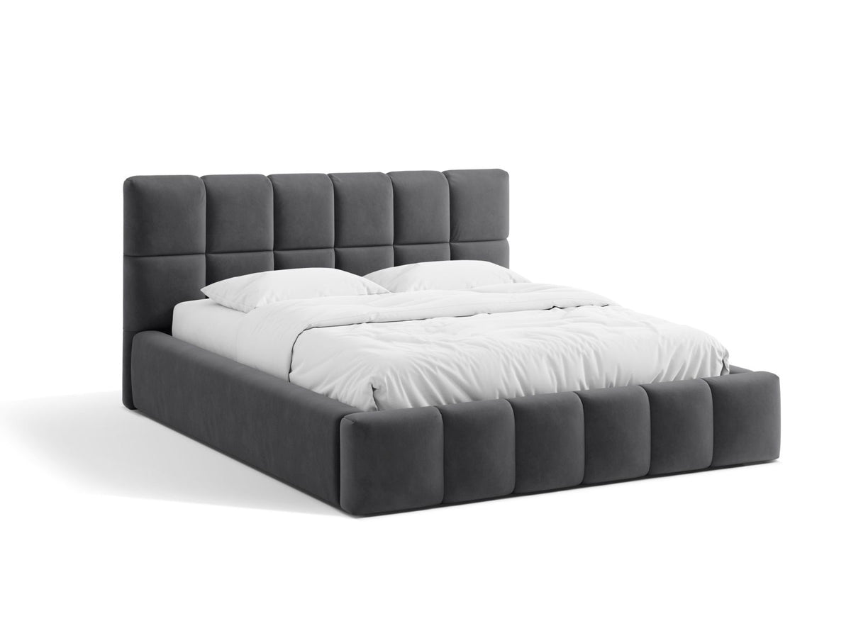 Letto Contenitore con Testata Bellis - Grigio 160x200