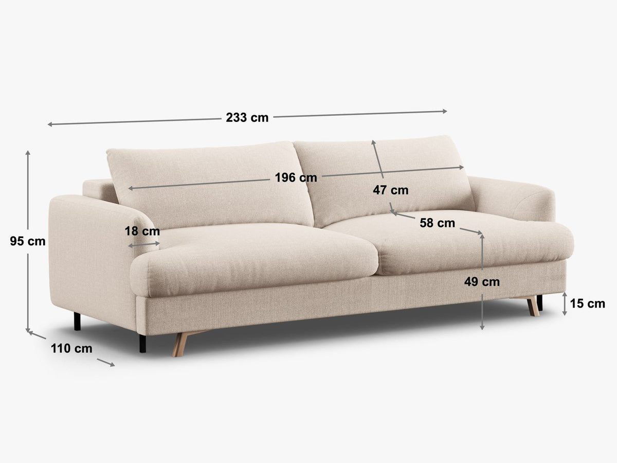 Divano Letto con Contenitore Naomi, 3 Posti, 110x233x95