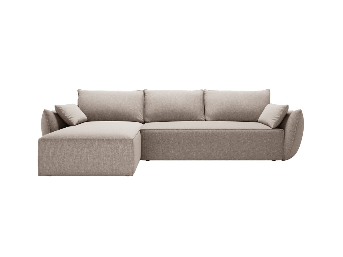 Divano Angolare Sinistro Letto con Contenitore, "Kaelle", 4 Posti, 252x165x87 - Beige