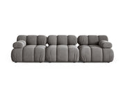 Divano Modulare in Velluto, "Bellis", 3 Posti, 282x94x70 - Grigio Chiaro