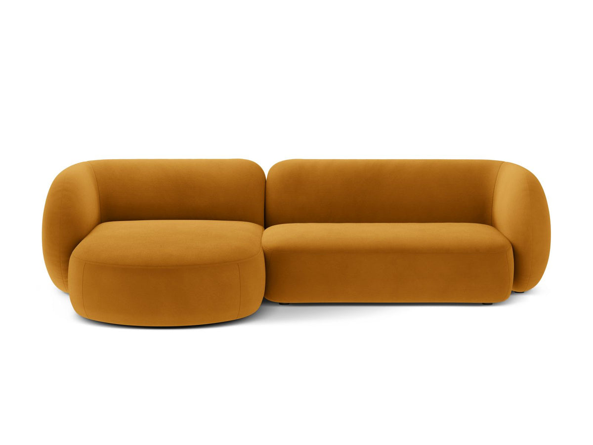 Divano Angolare Modulare Sinistro in Velluto, "Kate", 3 Posti, 285x176x76 - Giallo