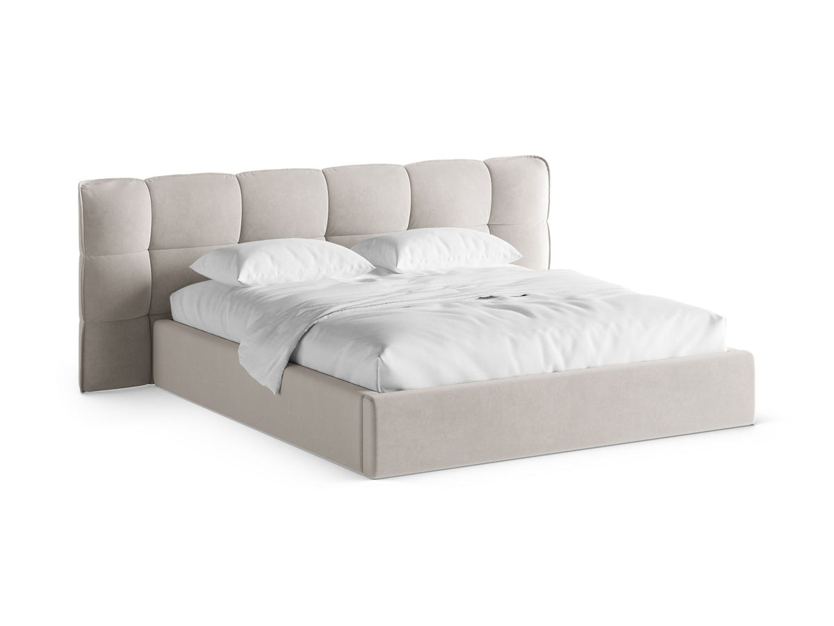 Letto Contenitore con Testata Eric Gambe plastica nera - Beige Chiaro 180x200