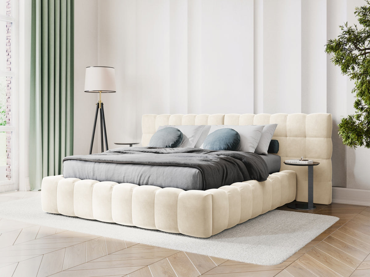 Letto contenitore con testiera doppia, "Mamaia", 230x200x100