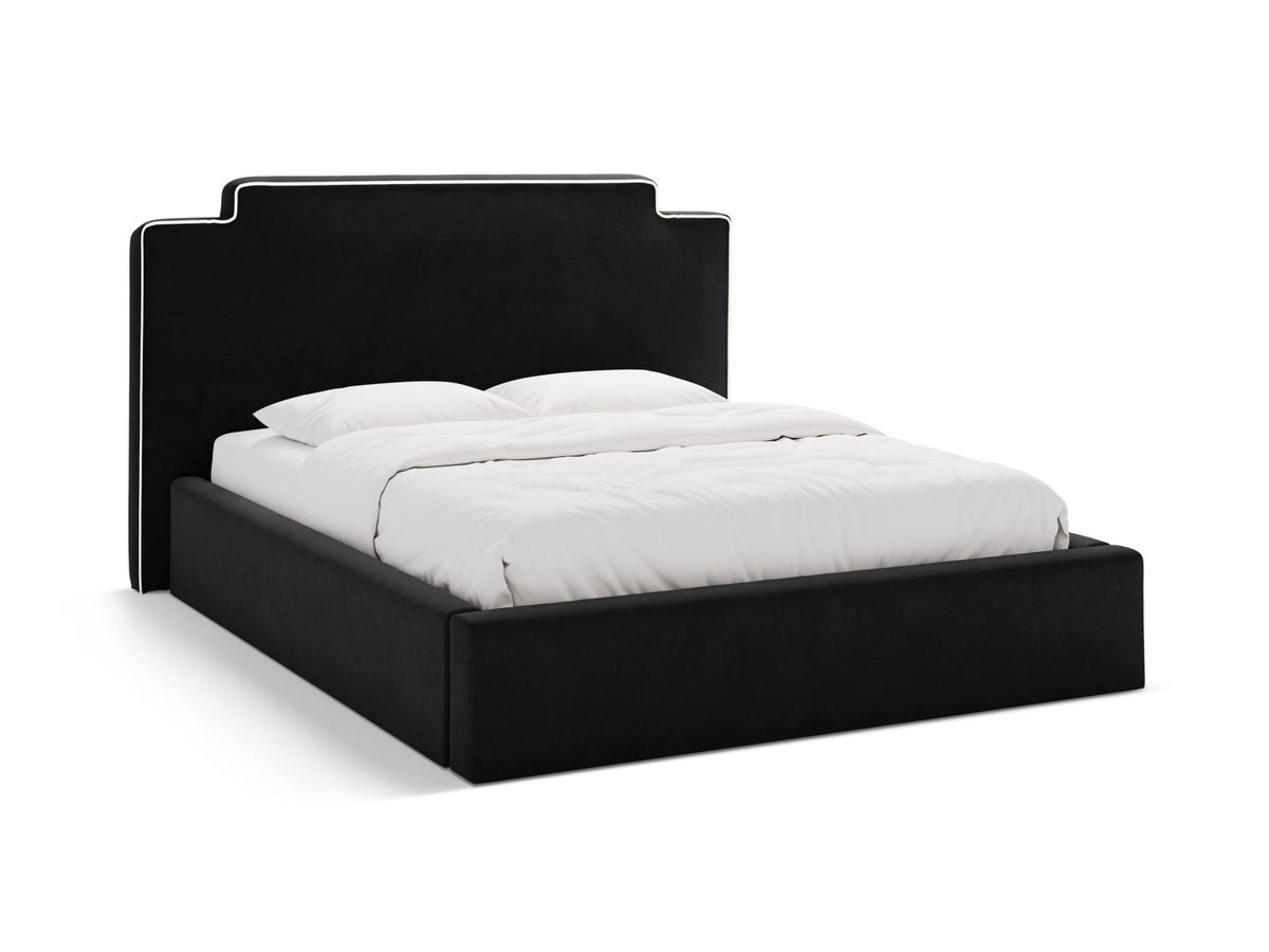 Letto Contenitore con Testata Princess - Avorio, Nero 160x200